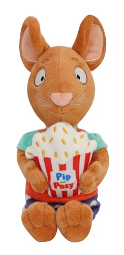 BANDAI Pip and Posy 23cm Plush Posy with Popcorn Character Teddy Bear Toy - Soft Plushie for Girls & Boys - Adorable Soft Teddy for Cuddles and Playtime