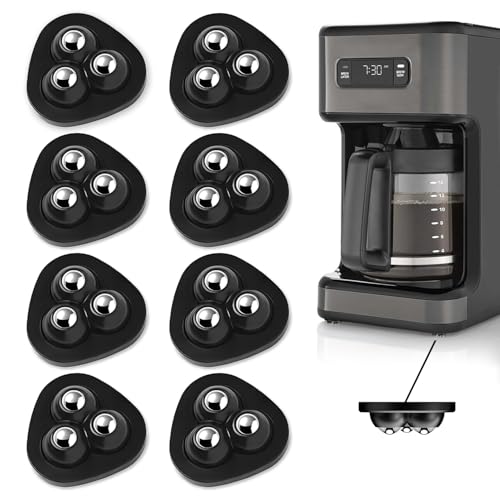 uadbau Appliance Slider 8 Pack Self Adhesive Mini Caster Wheels Appliance Rollers 360 Swivel Universal Rollers Appliance Sliders for Kitchen Appliances for Coffee Maker Countertop Storage Box