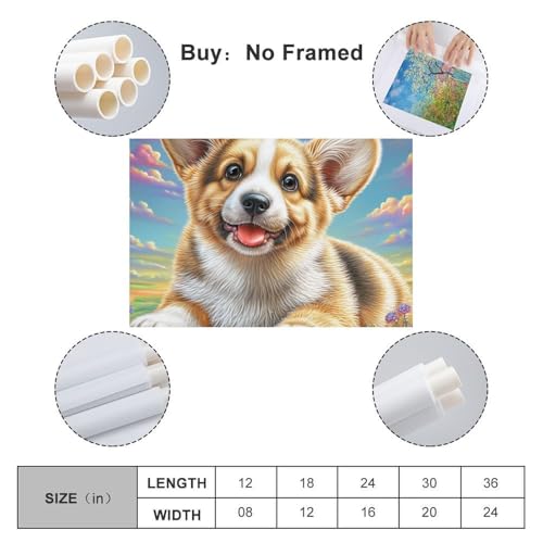 Cuadro en lienzo de Corgi galés de 20x30 pulgadas para transformar paredes vacías y aburridas 2