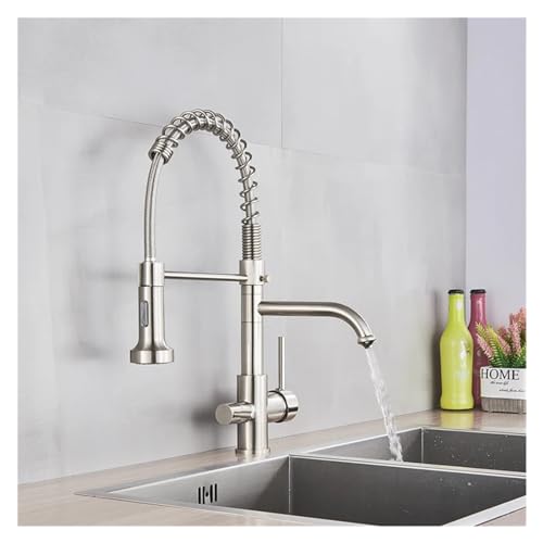Robinet de cuisine à eau filtrée mitigeur d'évier double bec noir