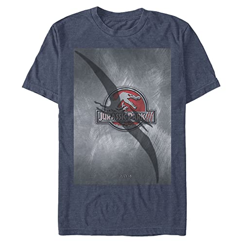 Image of Jurassic Park Men's 3 Movie Poster T-Shirt, Navy Blue Heather, XL Big Tall