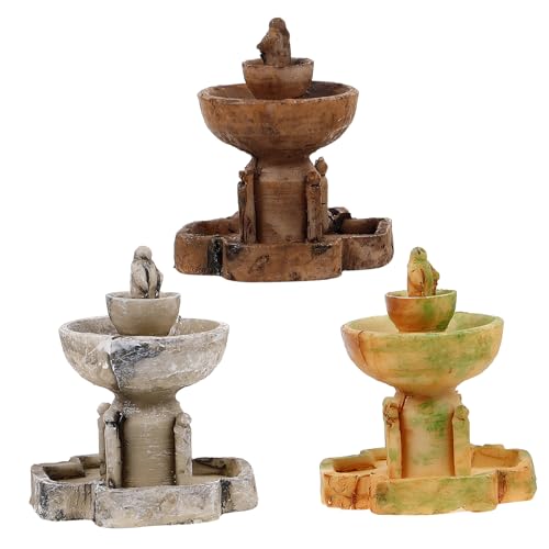 SEWOART Resin Micro Landscape Fountain 3pcs Miniature Garden Ornaments Miniature Garden Accessories Set