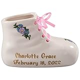 WalterDrake Porcelain Custom Baby Bootie Heirloom – Pink Girl - Customize Ceramic Baby Shoe Keepsake with Baby Name and Birth Date – Birth, Baptism or Christening Gift - 4" Long by 2" Wide