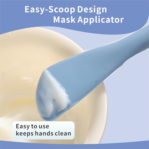 YEADMAL Silicone Face Scrubber, 2 in 1 Face Mask Brush, Pore Brush, Blackhead Remover, Facial Cleansing Brushes, Face Mask Applicator for Mud, Clay(Pink+Blue) 2 PCS
