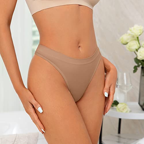 Image of SHARICCA Seamless Thongs for Women Sexy Breathable No Show Thong Underwear Women Multiple Pack