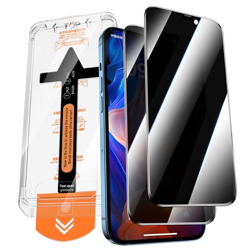 QUESPLE 2 Pack for iPhone 12 Pro Max Privacy Screen Protector 6.7-Inch Auto Dust-Elimination Installation Tool [Instant Installation] Anti Spy Full Coverage Tempered Glass