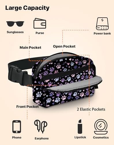 Image of Paw Print Fanny Pack Lightweight Belt Bag Fashion Waist Pouch | Waterproof, Crossbody Bags for Women, Sports, Running, Traveling, Hiking