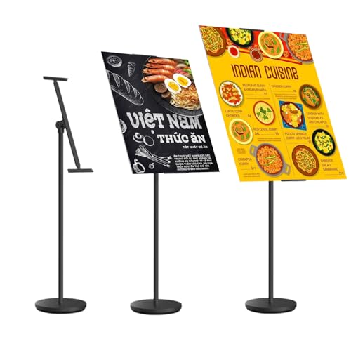 Support d'information réglable en hauteur, porte affiche, support de présentation pour l'extérieur, supports de panneau porte menu restaurant, hauteur du panneau réglable 23.65-39.4pouce（Noir）