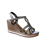 IVACHY Womens Wedge Ladies Crystal Sparkling Sandal Shine Espadrille Platform Shoes Size UK