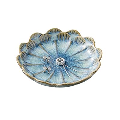 Mecaikru ring holder, flower shape decorative earring stand, jewelry tray, key bowl, trinket dish for women and friends, flower blue