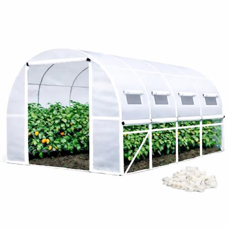 Machuel ビニールハウス 温室 4m 両側開閉可能 パイプ0.7ｍm 直径25mm 家庭菜園 ガーデニング 大型 家庭用 屋外 棚 園芸 簡易温室 農業 4m×3m×2m 【組立かんたん園芸ハウス】