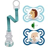 MAM Perfect Silikon Schnuller 0-6 // 2er Set // inkl. 2 Sterilisiertrasportboxen // NIP Schnullerhalter Petrol //