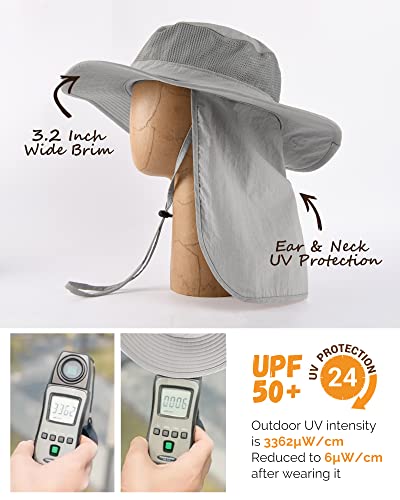 Camptrace Sun Hat For Men Women Wide Brim Hiking Hat Sun Protection Hat With Neck Flap Upf 50+ Fishing Gardening Hats #TOP1