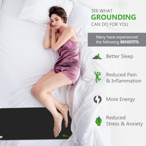 Image of Grounding Mat Therapy Kit, Drops Body Volt to Zero, Restful Deep Sleep, Reduce Pains, Stress, Depression and Anxiety, Men & Women, Stops Electrical and Magnetic Fields (Home & Office Use)