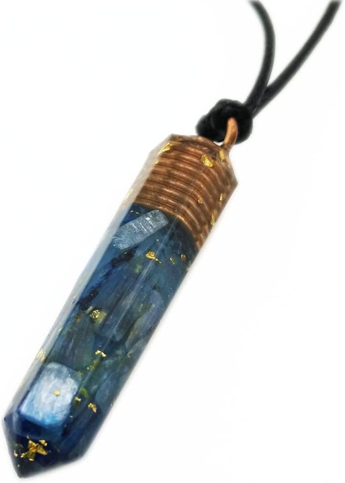 Natural Kyanite Orgonite Pendant(5cm, 2inches) Necklace-Wealth, Love, Reiki Infused- Talisman