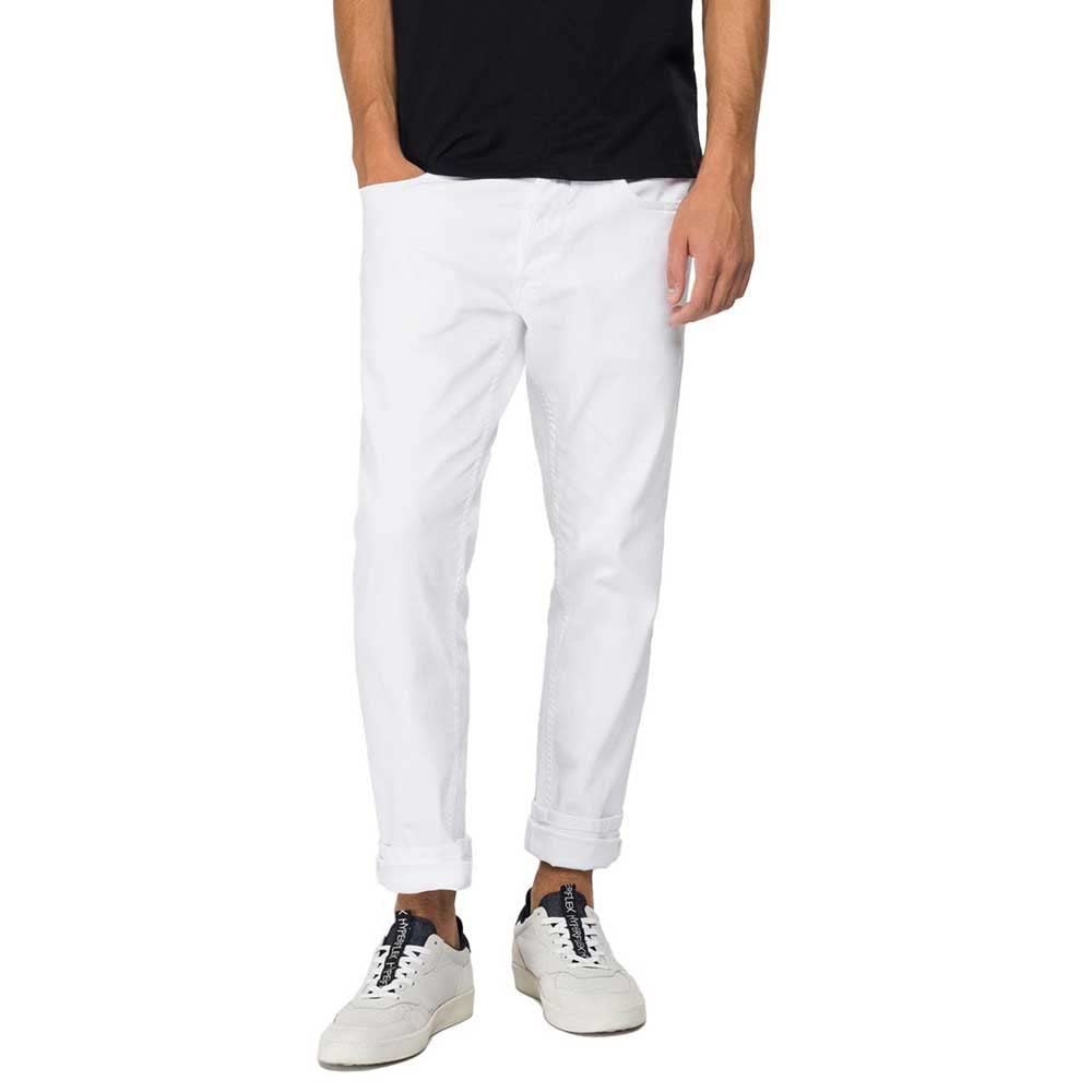 Replay Herren Jeans Anbass Slim-Fit, Optical White 001 (Weiß), 27W / 32L