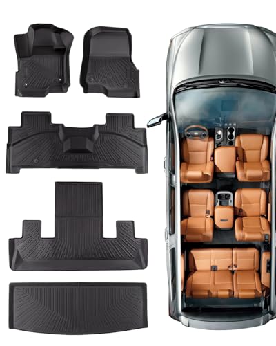 2018-2025 for Ford Expedition Floor Mats & Cargo Liner XLT/Limited/King Ranch/Platinum with 2nd Row Bucket Seats (Not for Max), All Weather Custom Fit for Expedition Accessories Rubber