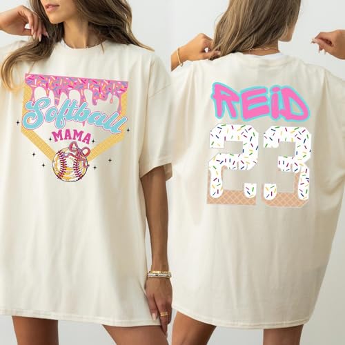 Personalized Ice Cream Softball Mama Shirt, Custom Softball Mom Shirt, Softball Mom Sweatshirt, Sports Mom Gifts, Softball Hoodie, Softball Mom Gifts2