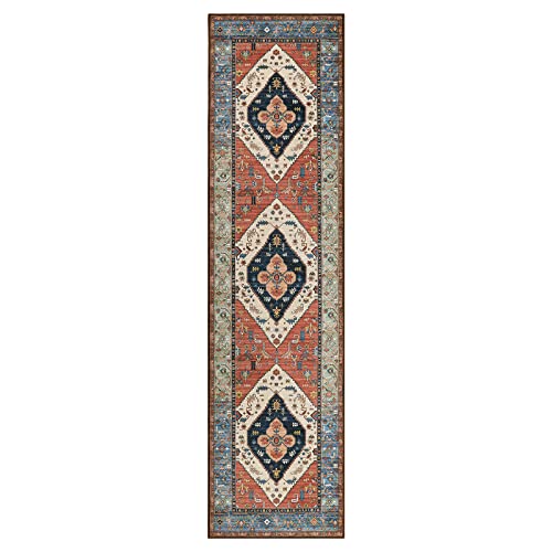 Beeiva Persian Washable Rug Runner, 2X8 Boho Carpet Runners For Hallways Rug For Kitchen Bedroom Bathroom Entryway, Vintage Tribal Medallion Laundry Room Non Slip Rug For Front Door Entry Indoor #TOP1