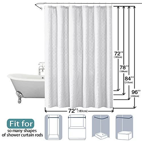 OWENIE, 3D Embossed White shower curtains for Bathroom, Water Resistent Textured, Elegant Fabric Modern Luxury Hotel Style Design, 72 x 72 Inch - Thumbnail 7