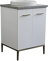 Vista 6 de Tivoli - Lavabo redondo individual de madera maciza de 25 pulgadas en piedra de granito blancogris