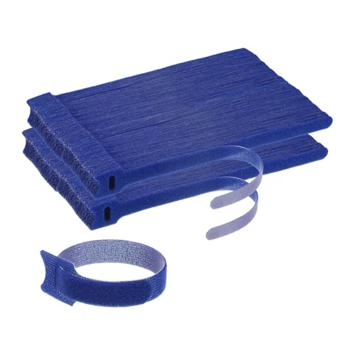 M METERXITY Paquete de 200 bridas reutilizables para cables, 8 pulgadas, cierre de gancho y bucle ajustable, bridas de alambre, bridas multiusos para oficina, hogar, centros de datos [azul]