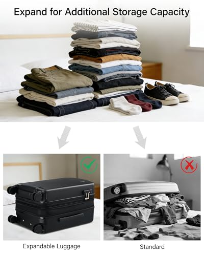 Image of Hanke 28 Inch Expandable Large Checked Luggage, Hard Shell with Side Hook