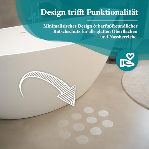 AnTina TAPES® Premium Anti-Rutsch-Aufkleber als Pads für Dusche & Badewanne | Badematte Duschmatte | Sticker Zertifiziert rutschhemmend & selbstklebend | 14 Stück 9 cm (ø) Transparent