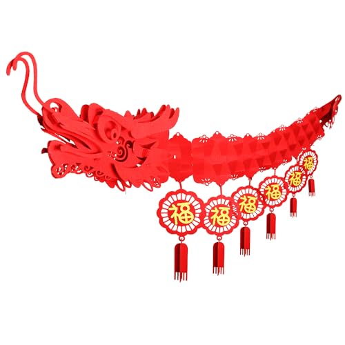 Decorações de teto de dragão de ano novo chinês, decoração pendente de dragão de ano novo vermelho 3D 2024 para festa em casa do festival de primavera de ano novo lunar (1 peça)