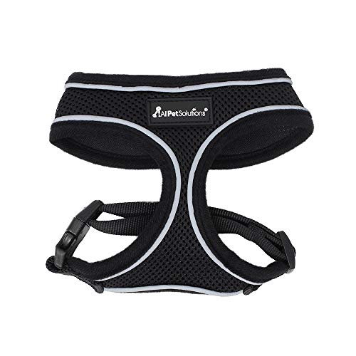 AllPetSolutions Dog Harness - Cool Pet Vest with Back D-Ring for Dog Lead Clips - Mesh Fabric Puppy Harness with Soft Padding - Training Stuff and Supplies for Small, Medium, Large Dogs - M, Black