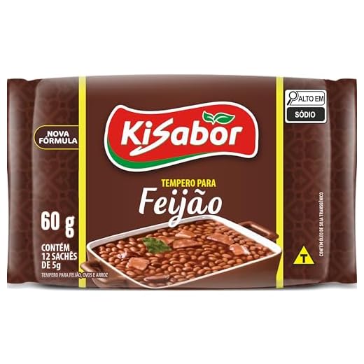 Tempero para Feijão, Kisabor, 12 Sachês de 5 Gramas