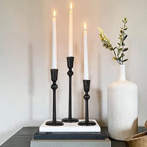 Iron Taper Candle Holder - Set of 3 Decorative Candle Stand, Candlestick Holder for Wedding, Dinning, Party