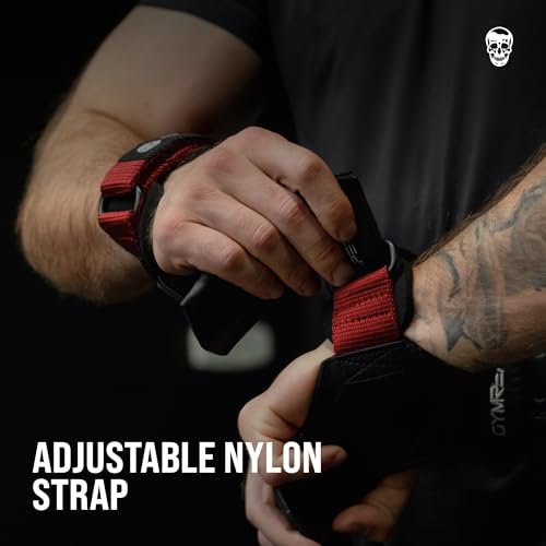 Image of Gymreapers Weight Lifting Grips (Pair) for Heavy Powerlifting, Deadlifts, Rows, Pull Ups, with Neoprene Padded Wrist Wraps Support and Strong Rubber Gloves or Straps for Bodybuilding