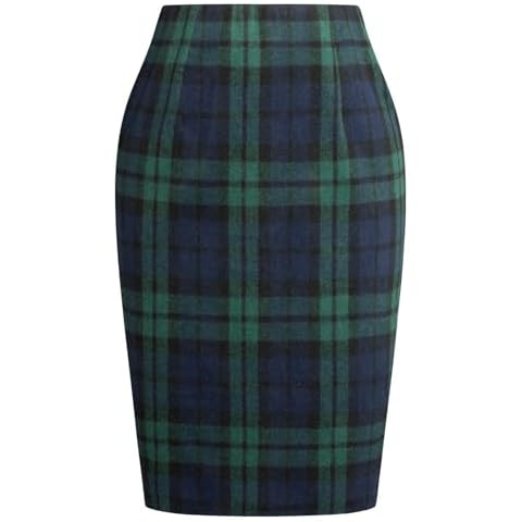 Kate Kasin Wool Plaid Pencil Skirt Cover