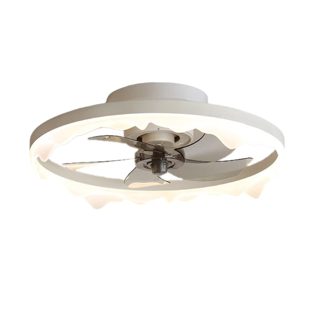 Ventilador de techo silencioso dormitorio principal con lámpara invisible blanca