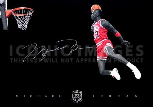 Iconic Images Large Michael Jordan NBA Chicago Bulls Signed Print Pre-Print Autograph (11.7" x 16.5")