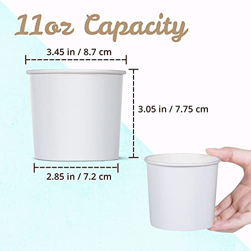 Matican Paper Ice Cream Cups - 50-Count 11-Oz Disposable Dessert Bowls For Hot Or Cold Food, 11-Ounce Party Supplies Treat Cups For Sundae, Frozen Yogurt, Soup, White #TOP3