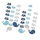 FONDOTIN 6 Stück Ozean Stil Dekorationen Kindergarten Klassenzimmer Hängeanhänger aus Umweltfreundlichem Glitzerpapier mit Blauem Walmotiv für Decken und Wanddeko