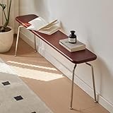 NICOKI Modern Wooden Bench Indoor, Solid Wood Long Bench with Stainless Steel Legs for Dining Room, Entryway, Bedroom - 47.2' Long Entryway Benches for Farmhouse, Kitchen, Living Room