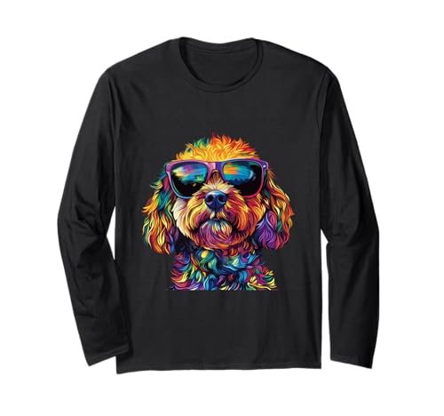 Cavapoo Lovers Design Splash Art Divertente Cavapoo Maglia a Manica