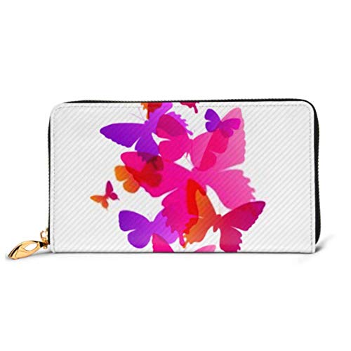 Preisvergleich Produktbild JHGFG Mode Handtasche Reißverschluss Brieftasche Vektor Schmetterlinge Hintergrund Design Bunte Eps Telefon Kupplung Geldbörse Abendkupplung Blockieren Leder Brieftasche Multi Ca.