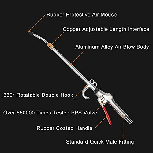 Pistola de soplado de aire con accesorios de compresor y boquilla de 500 mm 4