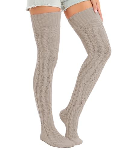Image of Sexybody Women's Thigh High Socks Over the Knee Knit Socks, Winter Leg Warmers Stockings Knee High Tube Arctic Fleece