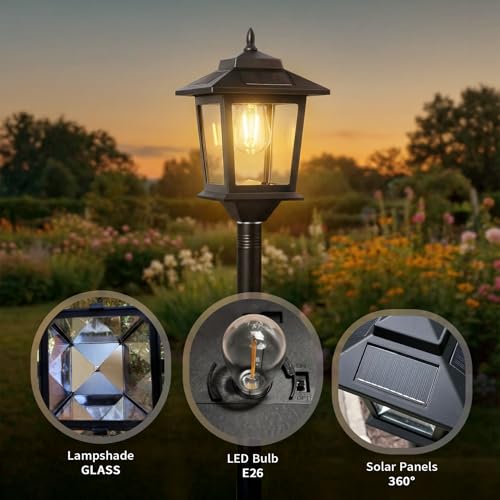 image for PASAMIC Outdoor Solar Post Lights, 2-Pack 63