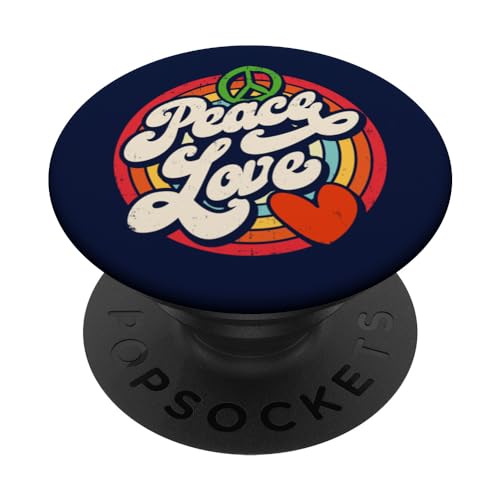 Paz amor hippie flower power signo de la paz PopSockets PopGrip Intercambiable