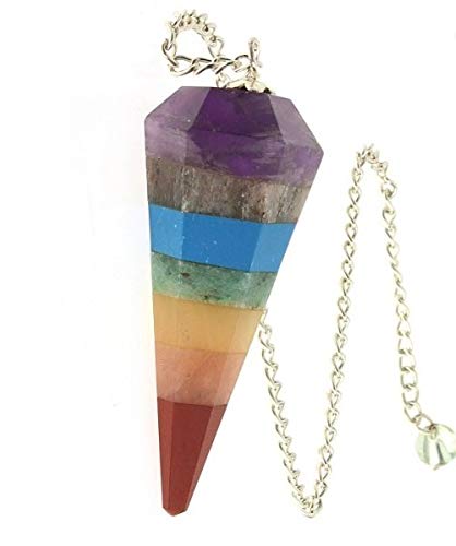 ORACLE GEMMIS Seven Chakra Cone Pendulum | 7 Chakra Dowser/Pendulum for Reiki Healing Dowsing and Meditation, Protection, Dowsing - Stone Dowser - Pendulum