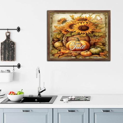 Panneau bois rétro Hello Fall déco murale citrouille 40x50 cm - 6