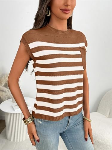Blusa de punto a rayas transpirable con bolsillo para primavera y verano 4