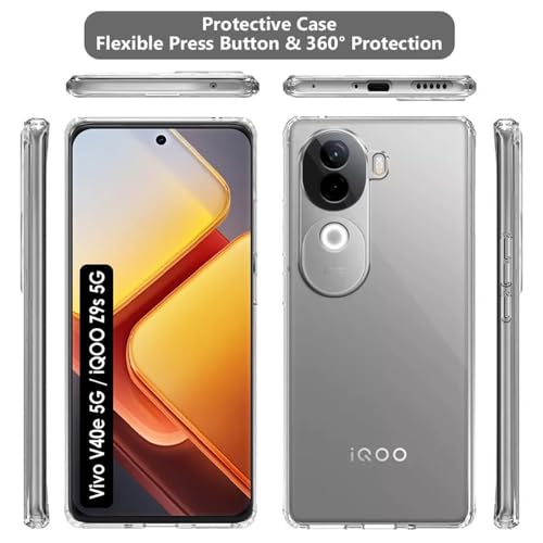Image of Amazon Brand - Solimo Mobile Cover for Vivo V40e 5G / iQOO Z9s 5G (Soft & Shockproof Back Case with inbuilt Cushioned Edges), Clear