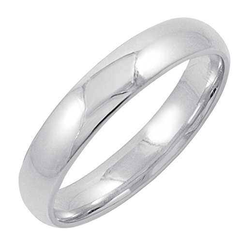 Men's 10K White Gold 4mm Comfort Fit Plain Wedding Band (Available Ring Sizes 8-12 1/2) Size 10.5
